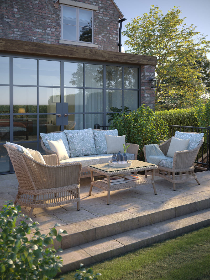 Laura Ashley Natural Carrdale Garden Rattan Coffee Table, imported from the UK