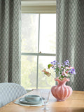 Teal Blue Collection embroidered leaf eyelet curtains (British brand)