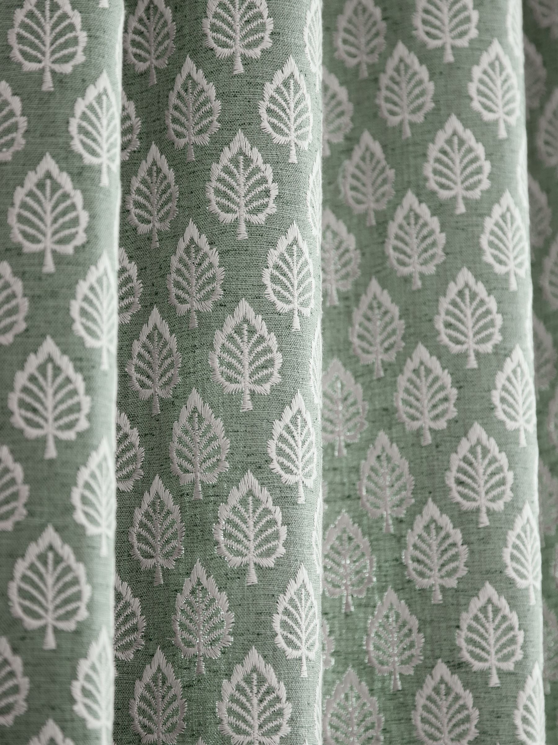 Teal Blue Collection embroidered leaf eyelet curtains (British brand)