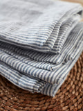 Secret Linen Store French blue stripe linen napkins set of four 47x47cm (British brand)