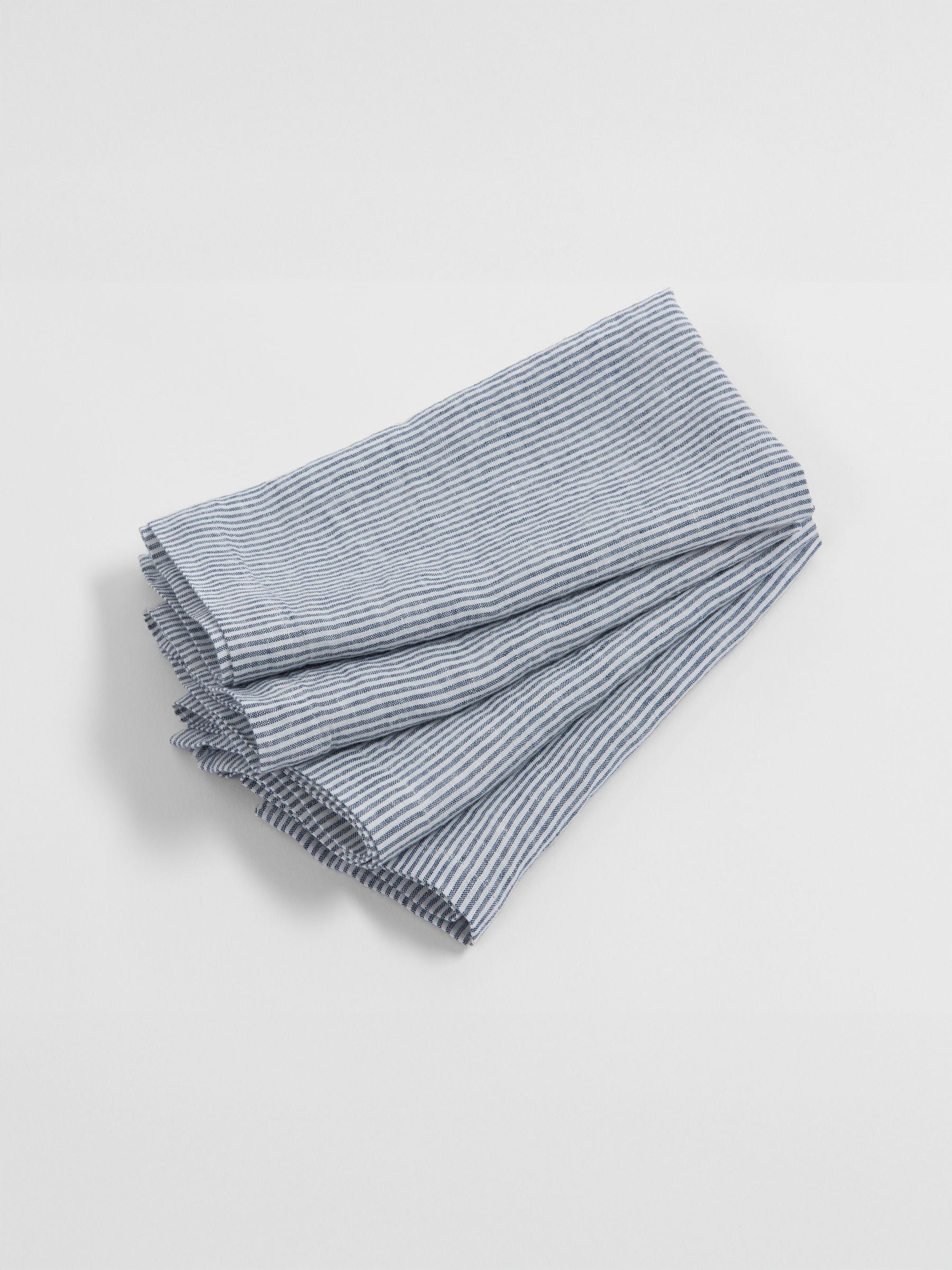 Secret Linen Store French blue stripe linen napkins set of four 47x47cm (British brand)