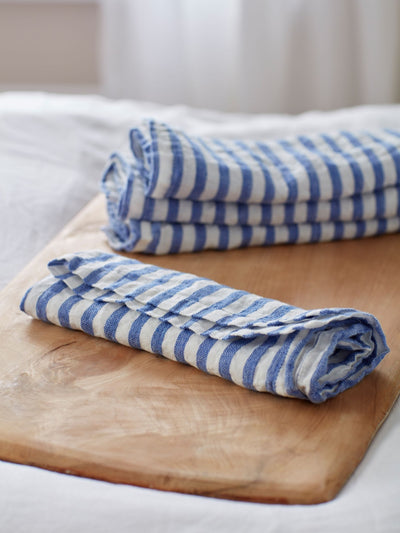 Neste Secret Linen Store Kobolt Mellomstripete 100 % Linsservietter- Kjøp online hos McGrocer