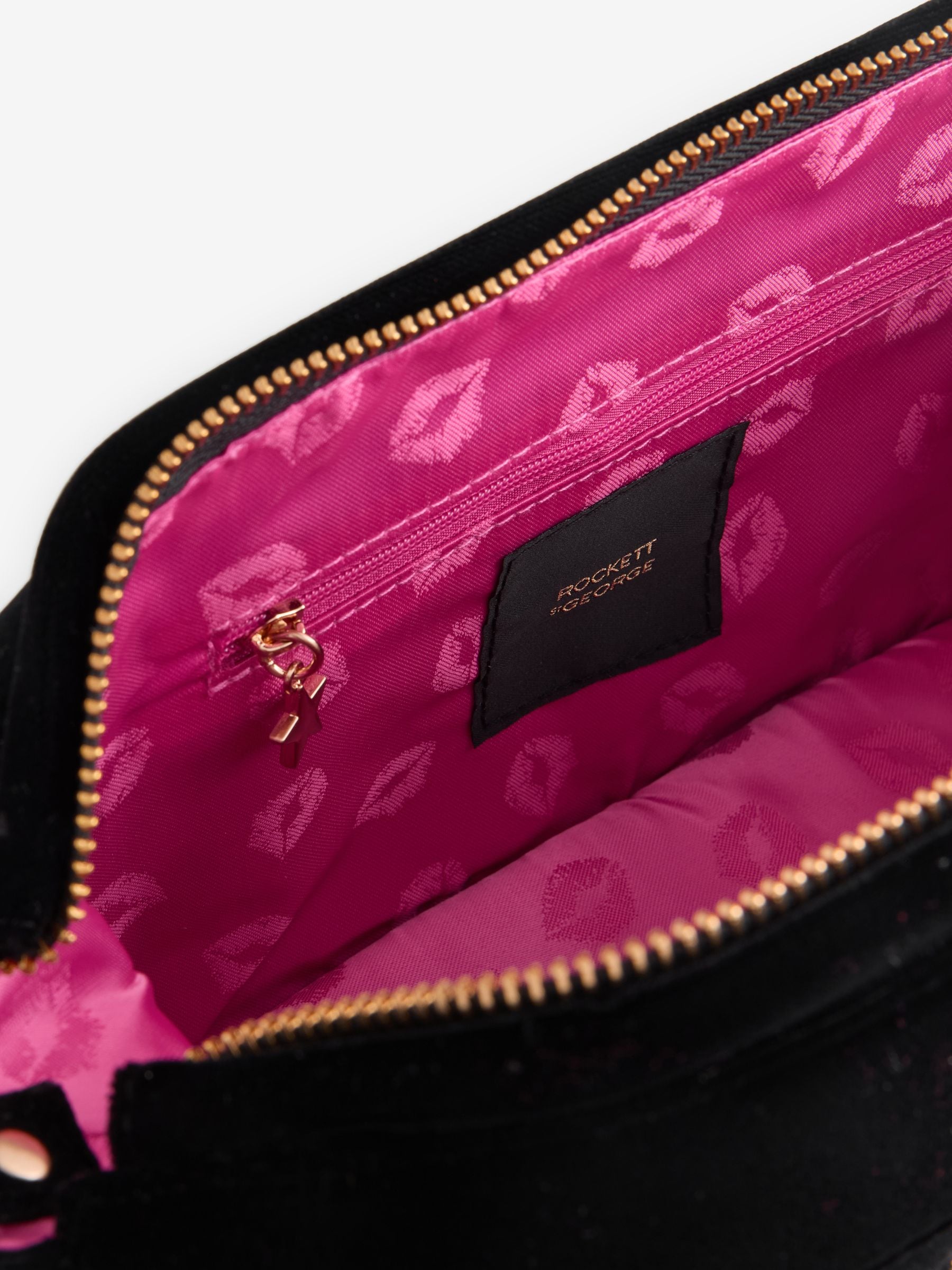Rockett St George black velvet washbag, UK version