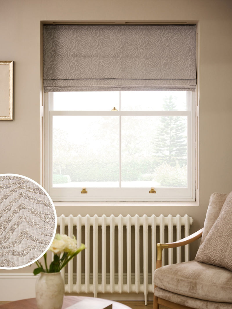 Zebra chenille blackout roman blind natural finish - British product