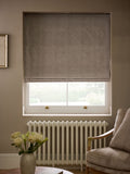 Zebra chenille blackout roman blind natural finish - British product