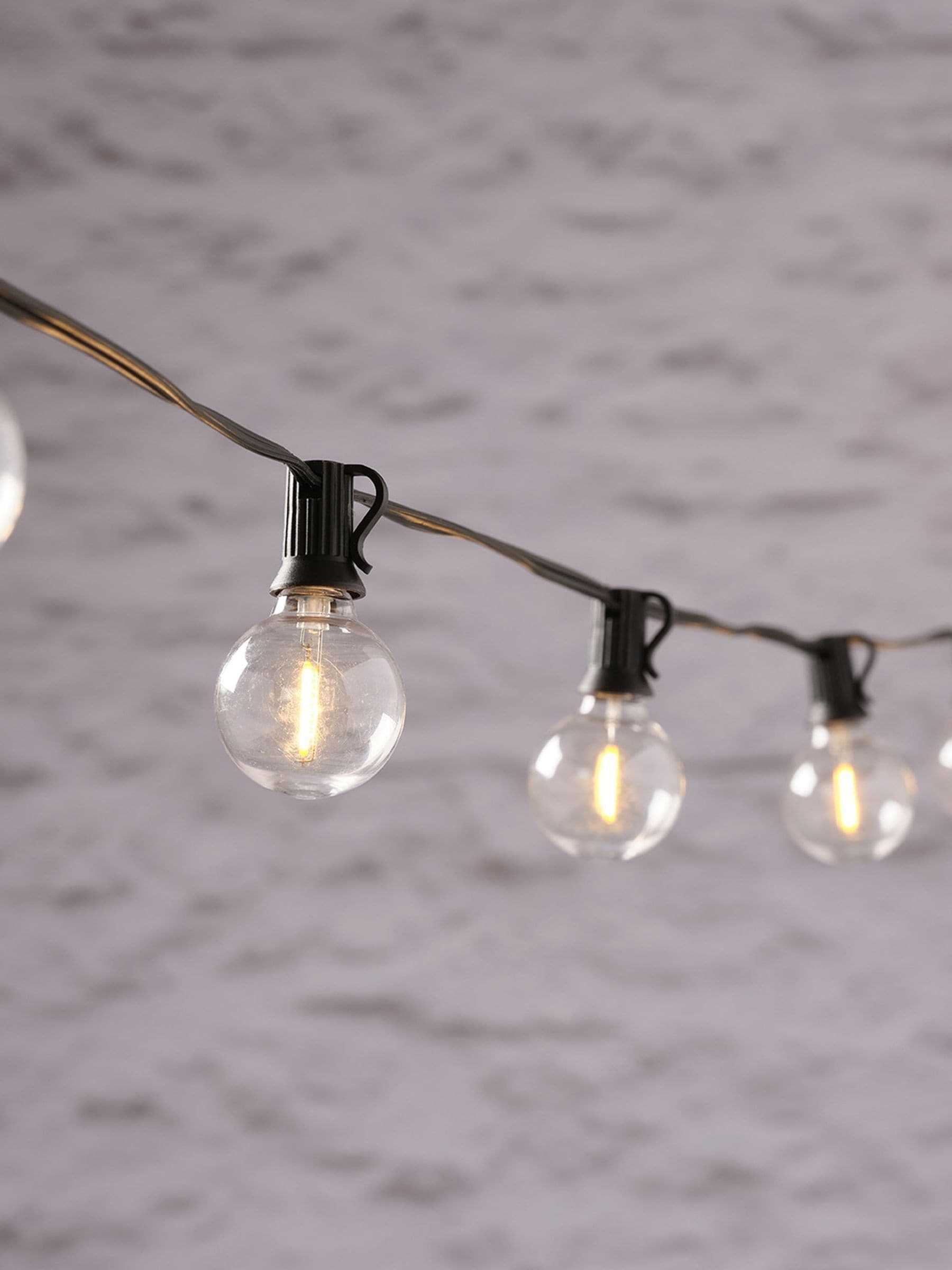 Lights4fun warm white LED festoon lights with mini stakes, imported from the UK