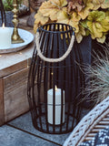 Lights4fun set of two black metal lanterns - British product