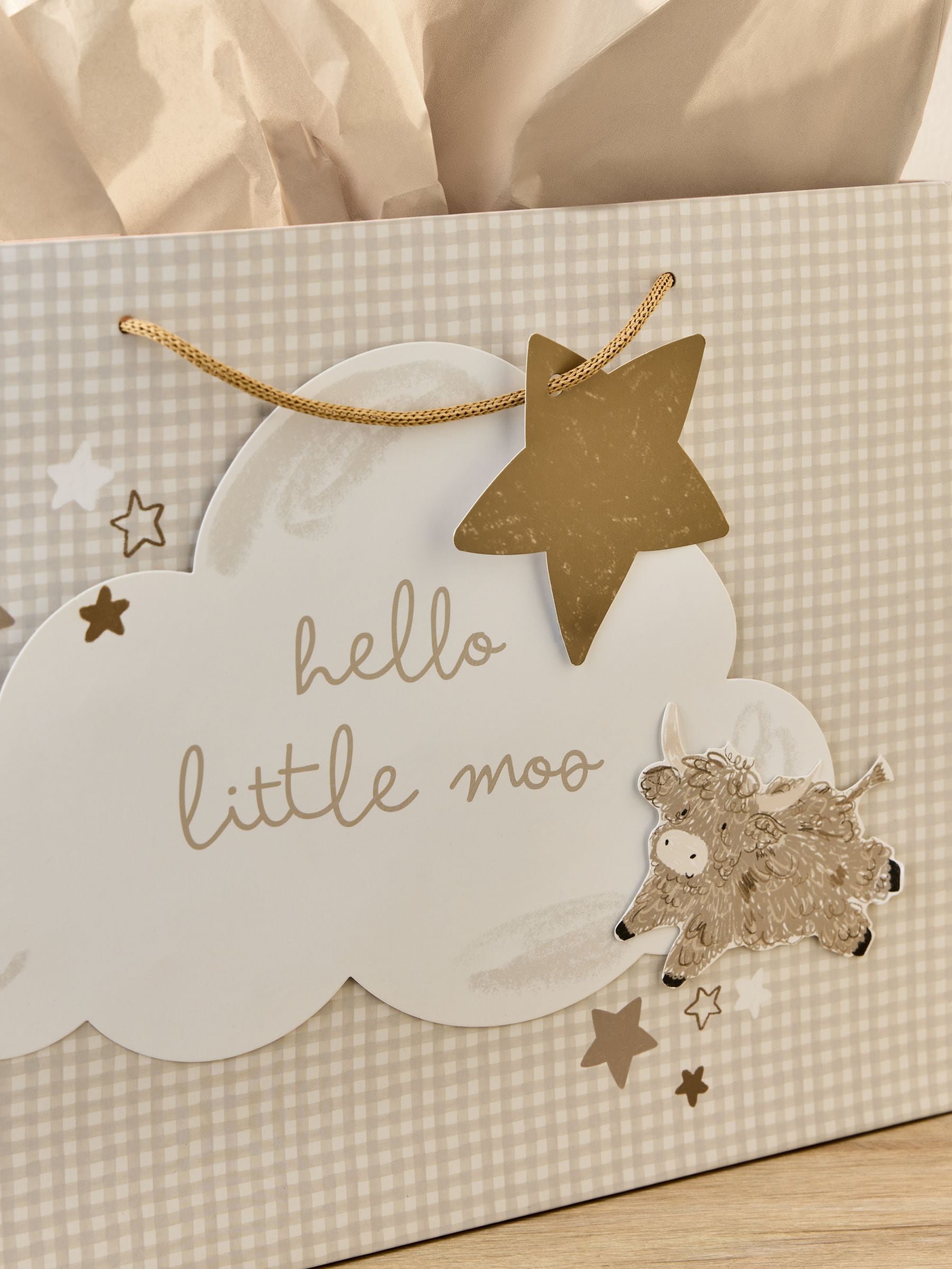 Natural Hamish baby gift bag and card set, UK version
