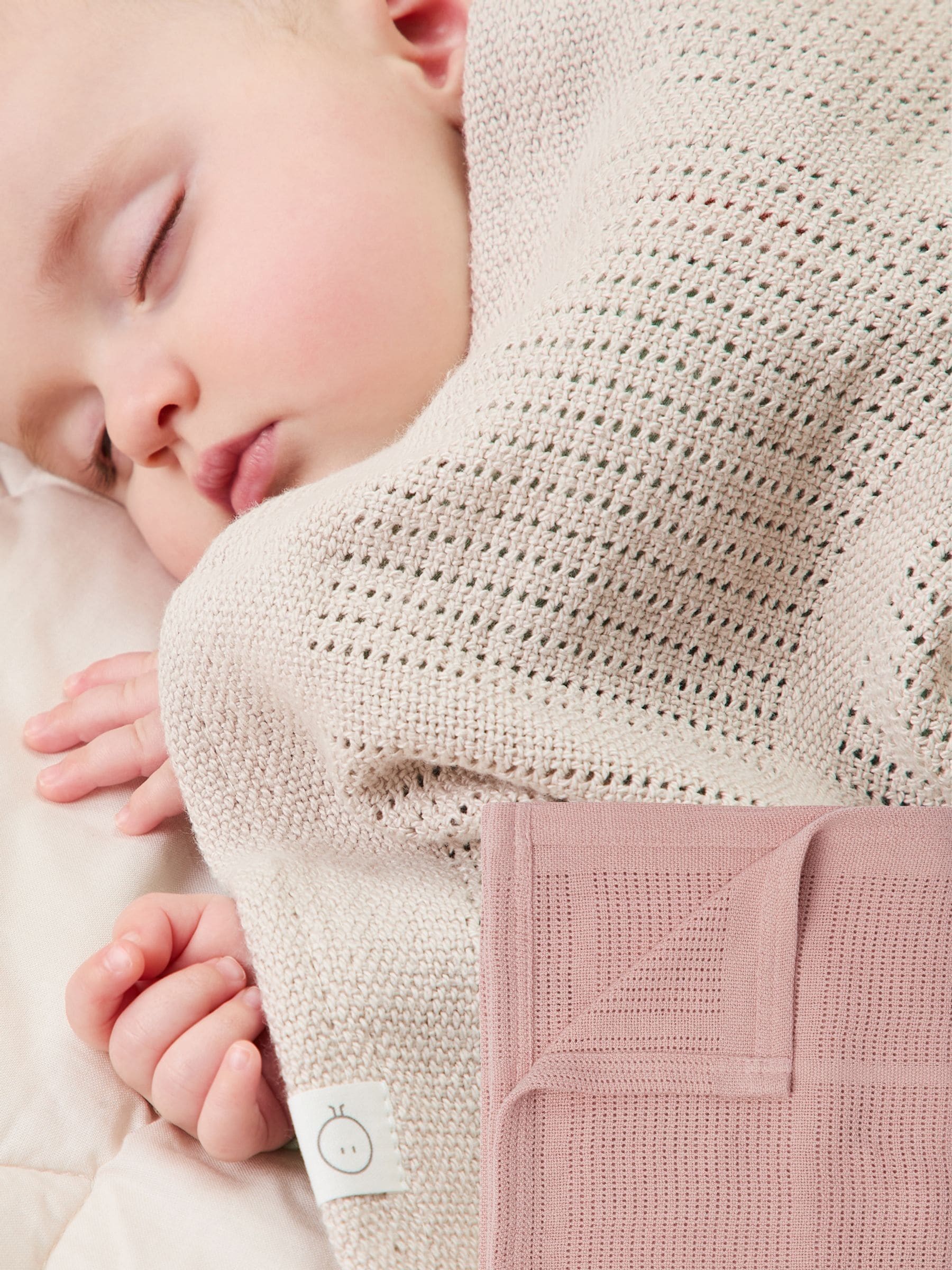 MORI Supersoft Cellular Baby Blankets Blue/Neutral 2 Pack 70 x 100cm