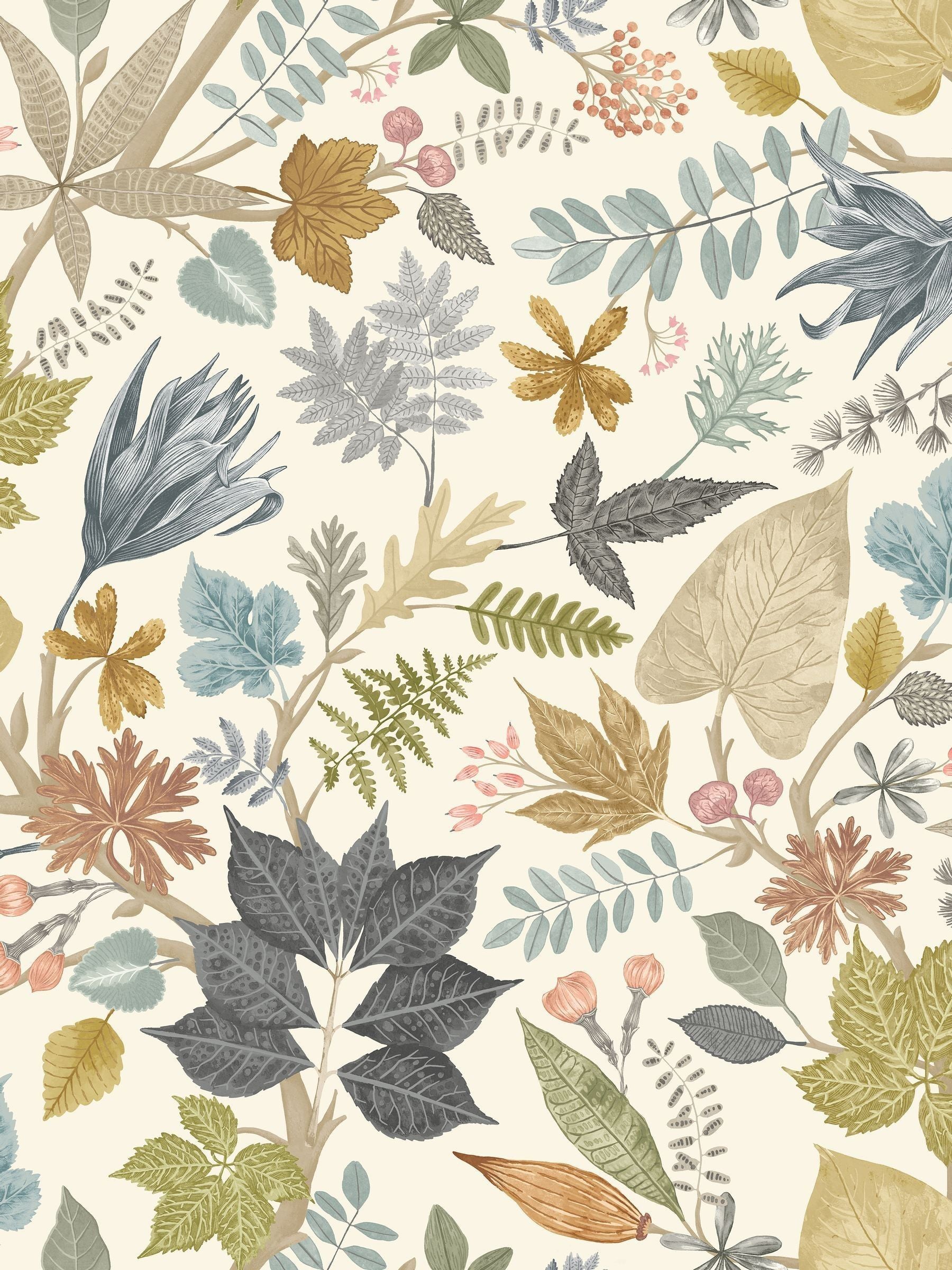 Ohpopsi Lush Leaves wallpaper sample, imported from the UK