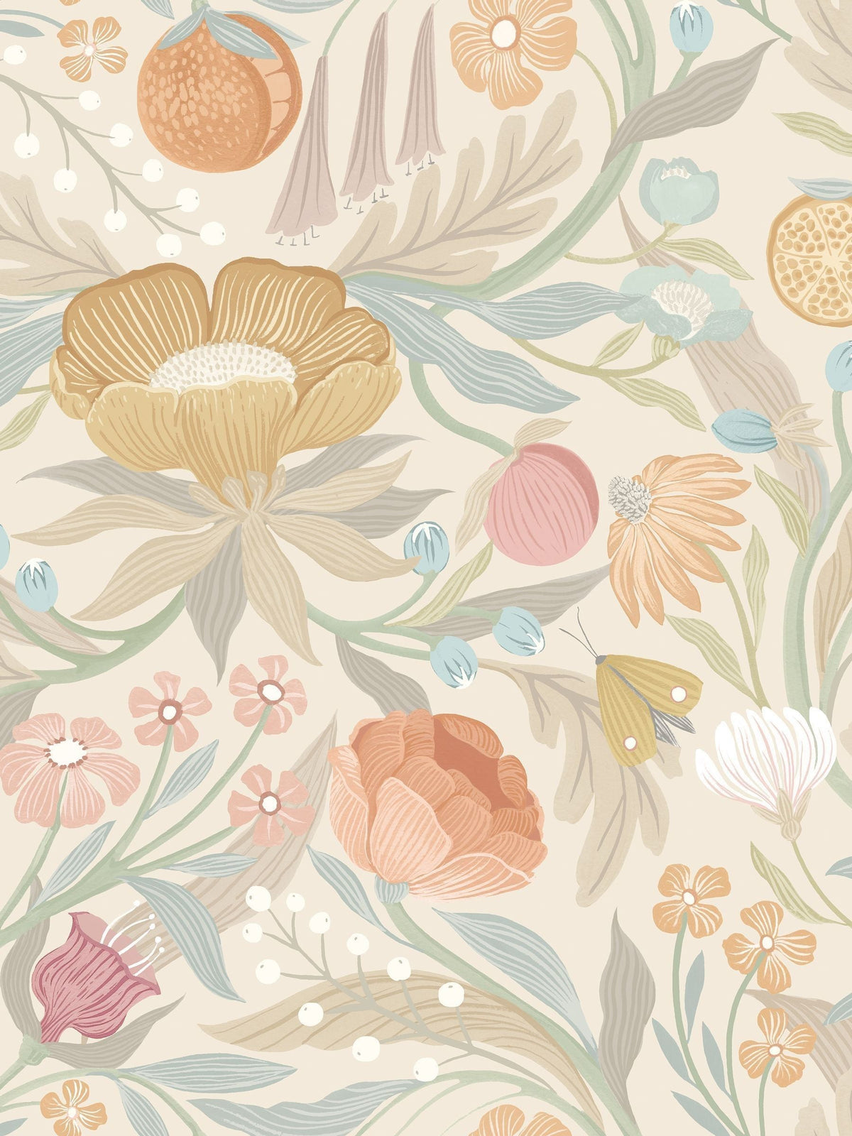 Ohpopsi Chalk Parchment Clementine Wallpaper Sample