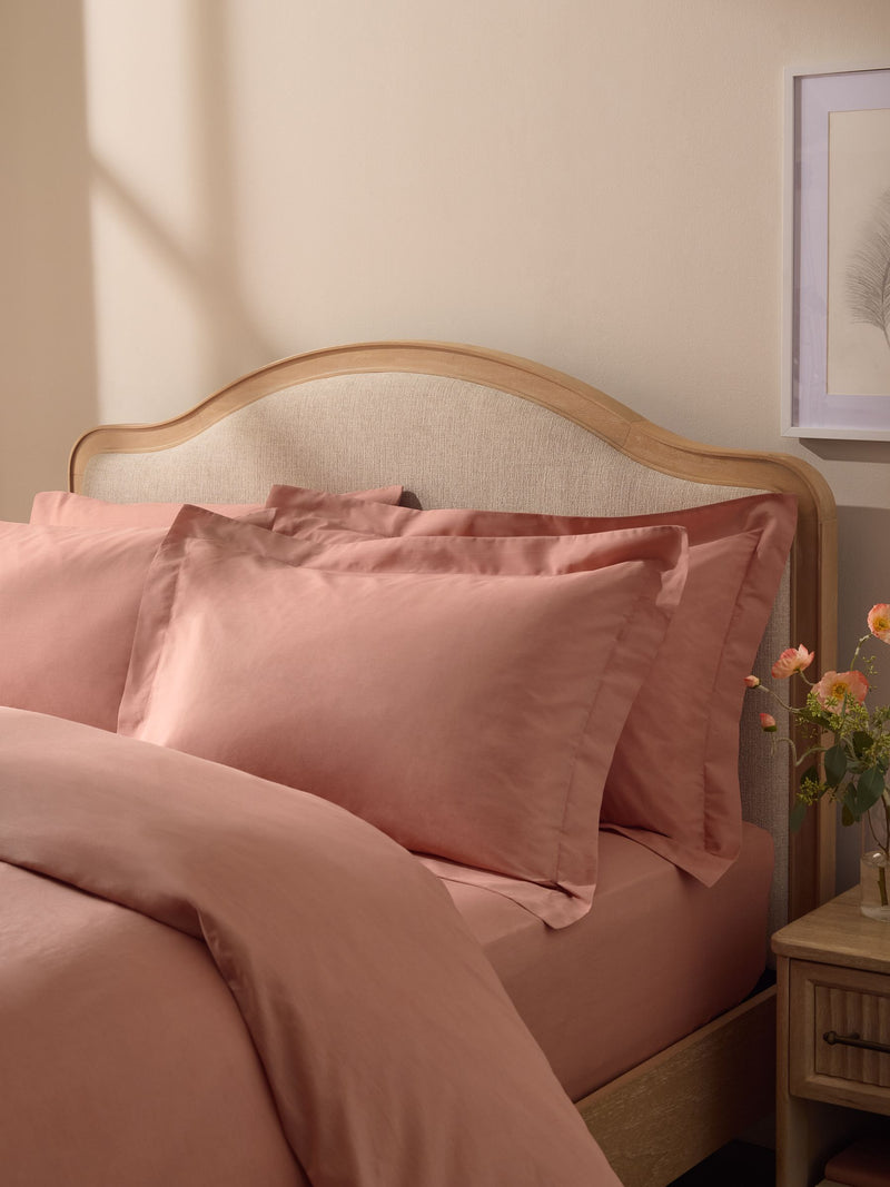 Set of 2 Peach Pink Cotton Rich Pillowcases