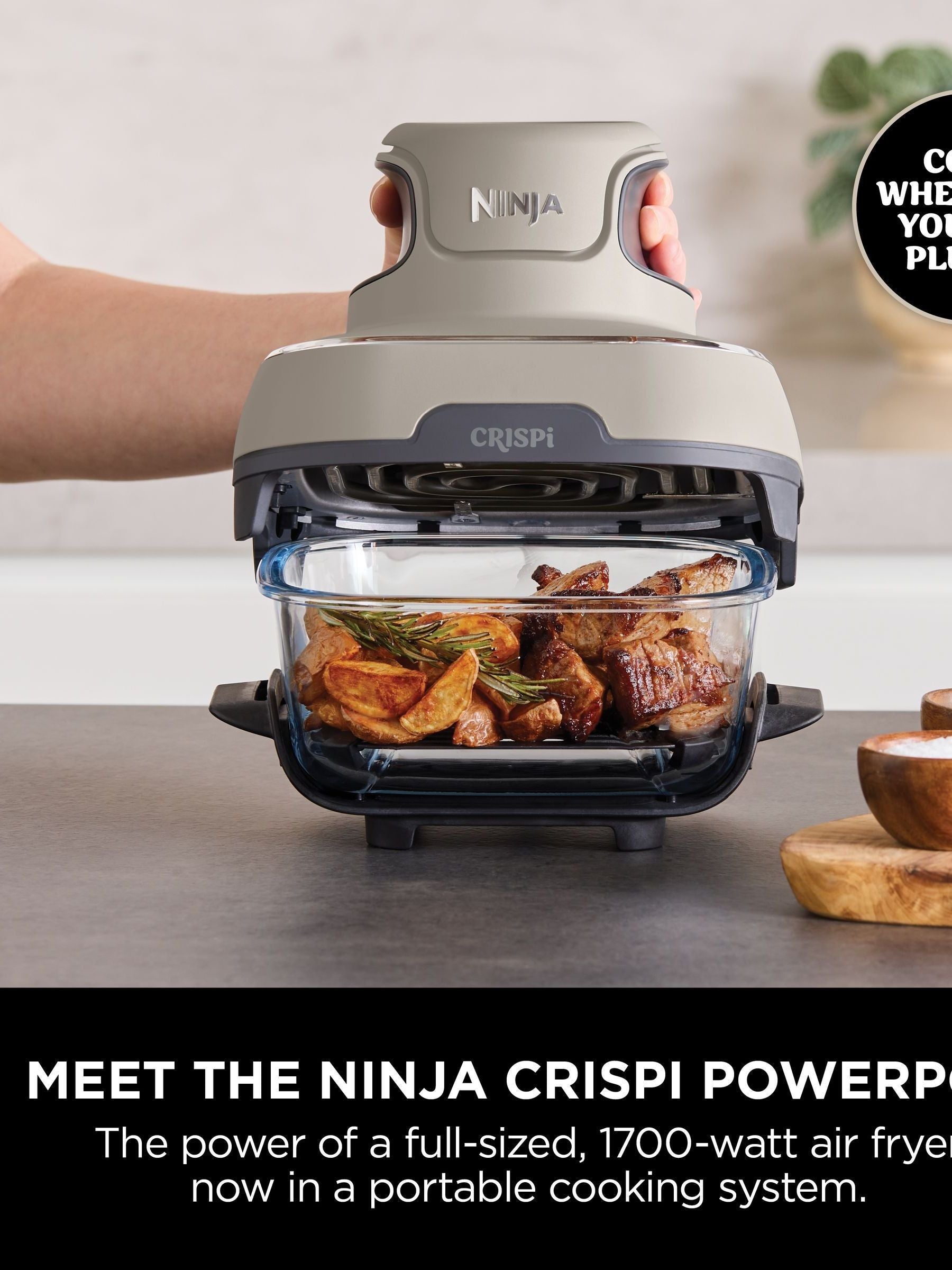 Ninja Crispi Stone 4-in-1 portable air fryer, imported from the UK