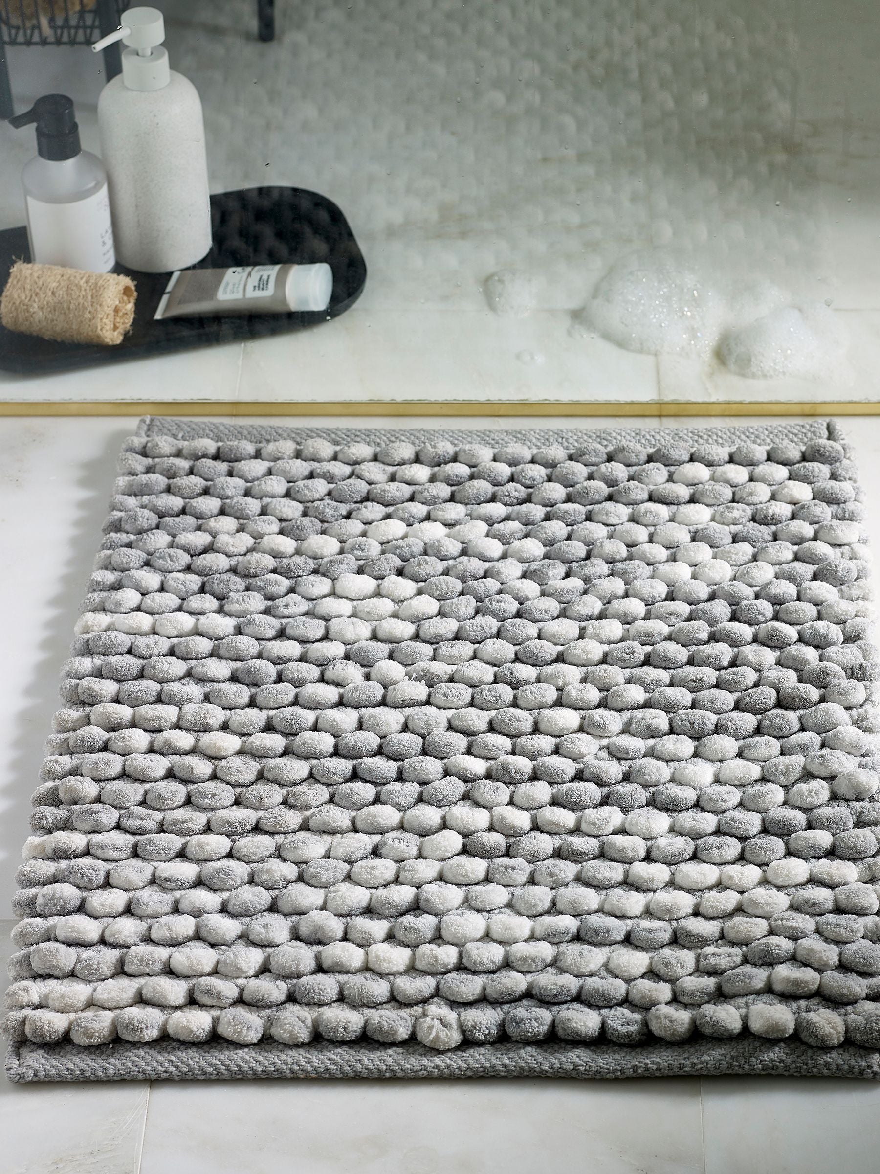 Grey Marl Bobble Shower Mat