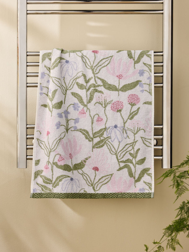 Floral 100% cotton hand and bath towel (British brand)