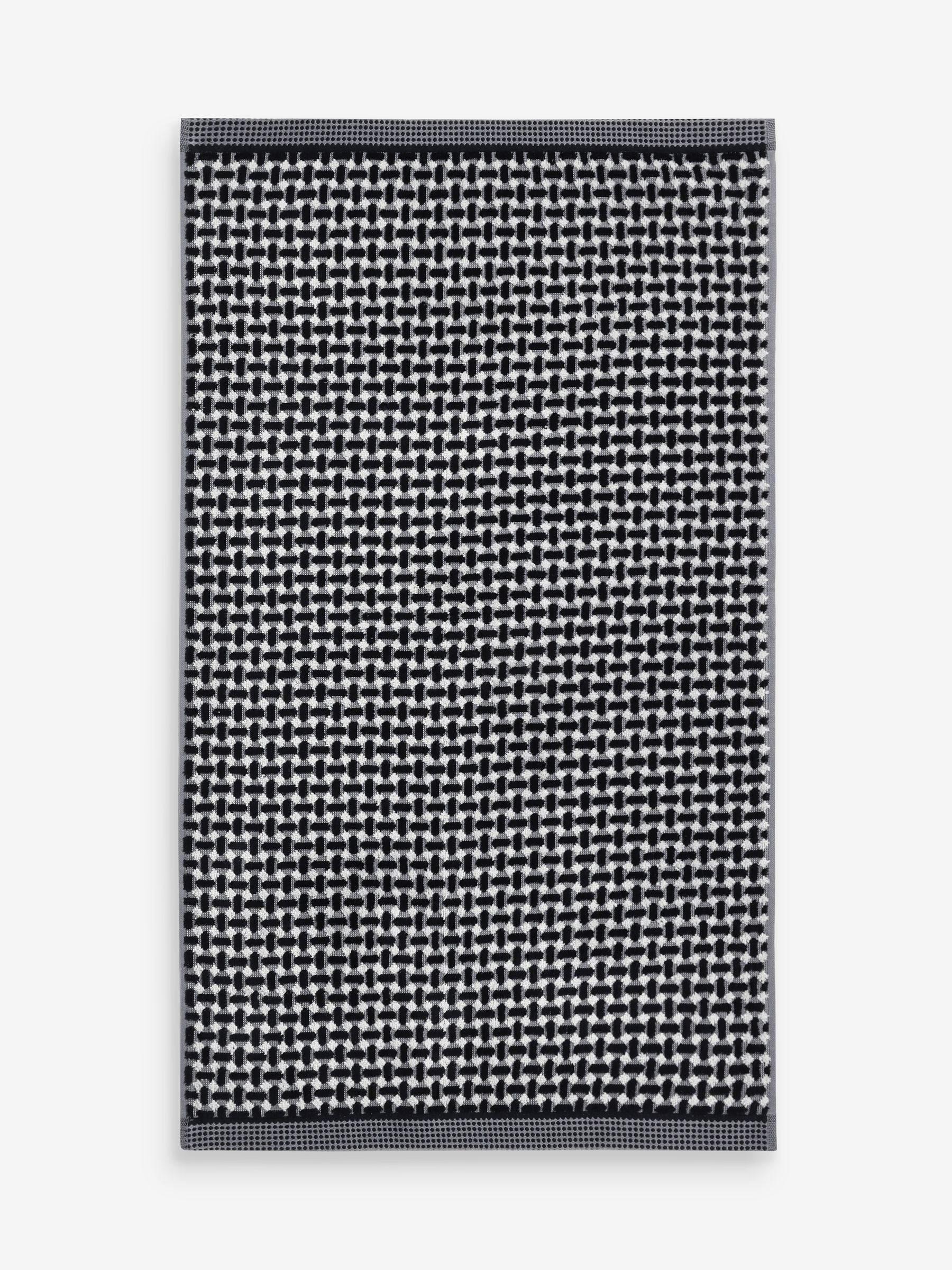 Black white geometric cotton towel, imported from the UK