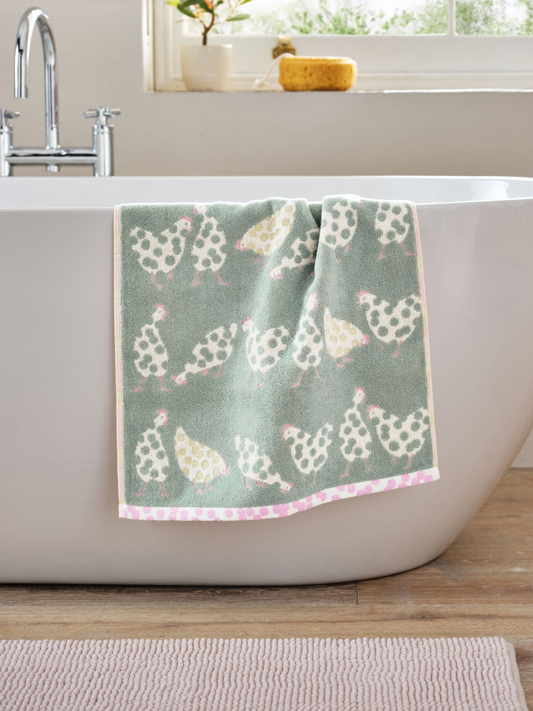 Sage Green chicken towel 100% cotton (British brand)