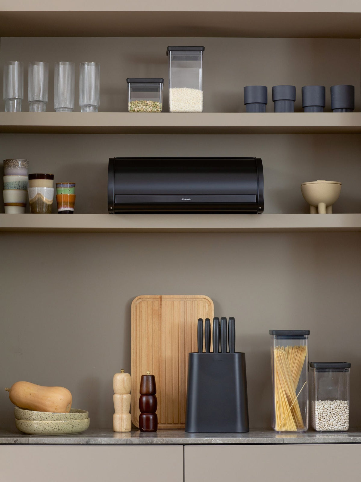 Brabantia bread bin Matt Black Roll Top, UK version