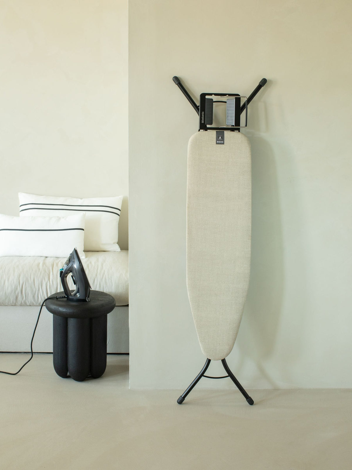 Brabantia denim grey ironing board size A with steam iron rest, UK version