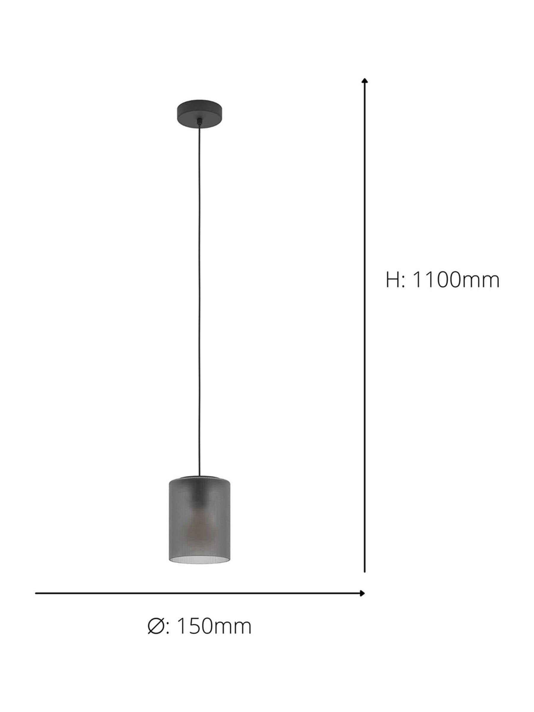 Eglo Colomera black pendant light steel glass shade, imported from the UK