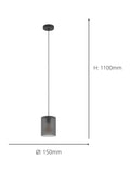 Eglo Colomera black pendant light steel glass shade, imported from the UK