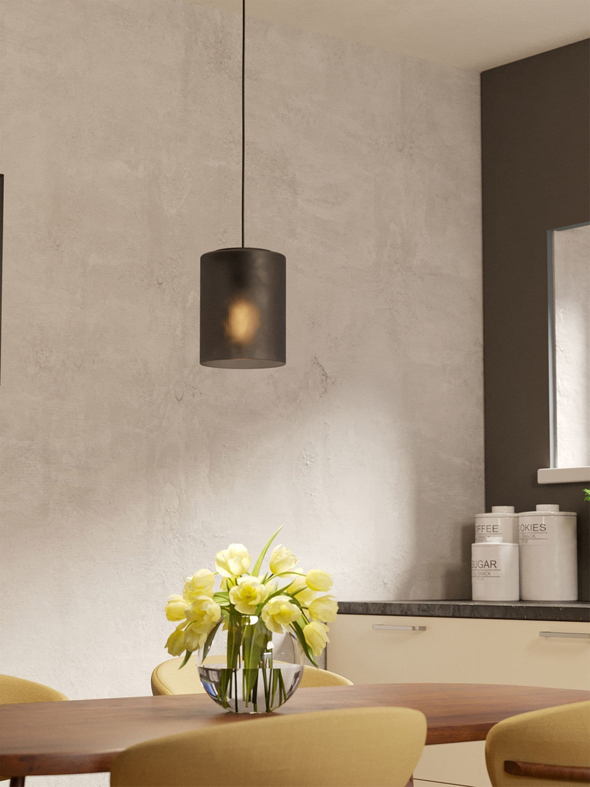 Eglo Colomera black pendant light steel glass shade, imported from the UK