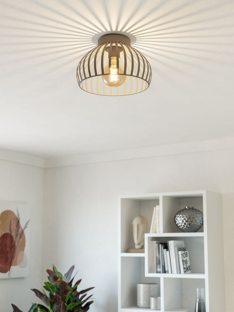 Eglo Mogano 3 caged steel ceiling light sandy - British product