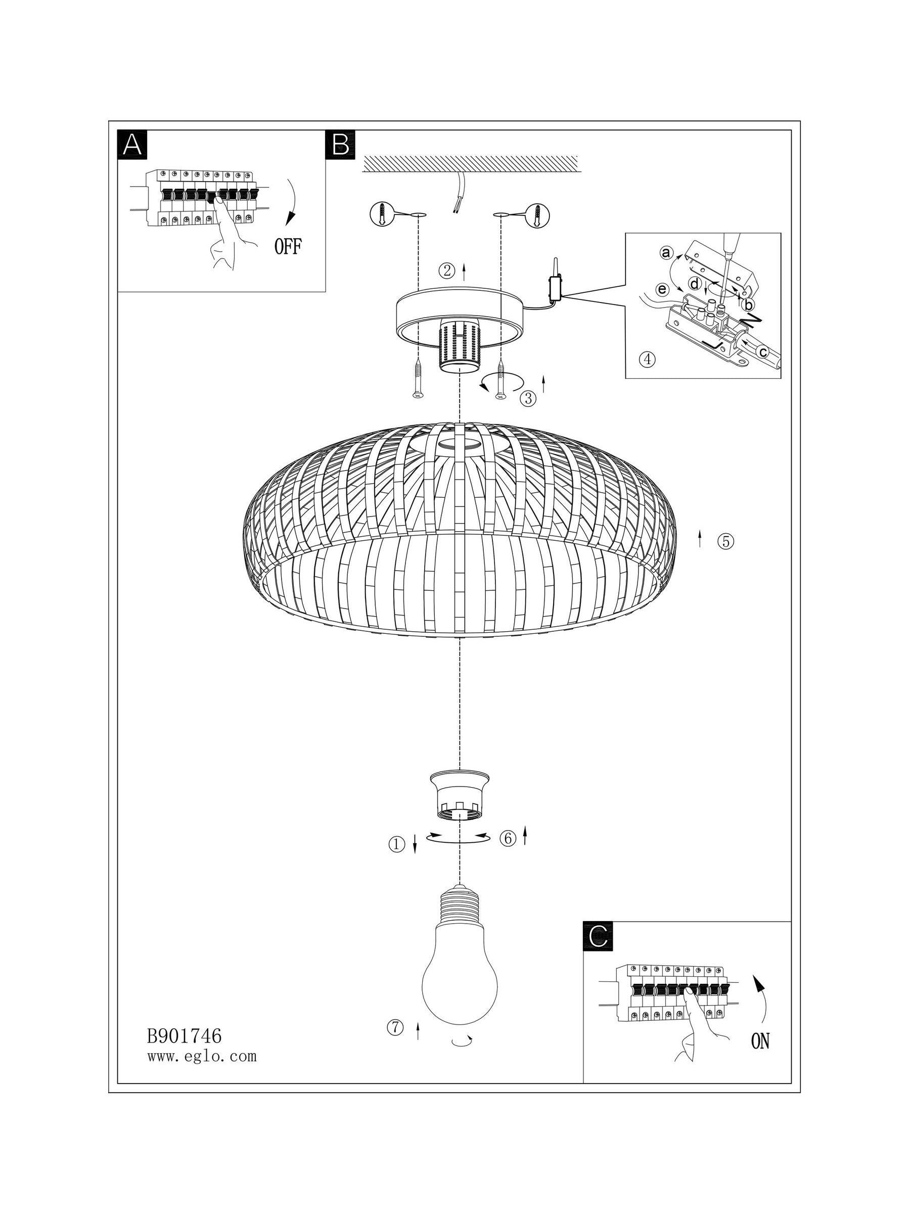 Eglo Mogano 3 caged steel ceiling light sandy - British product