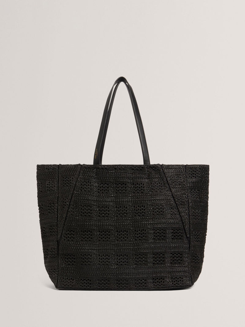 Ted Baker raffia straw collapsible puzzle bag black - British product
