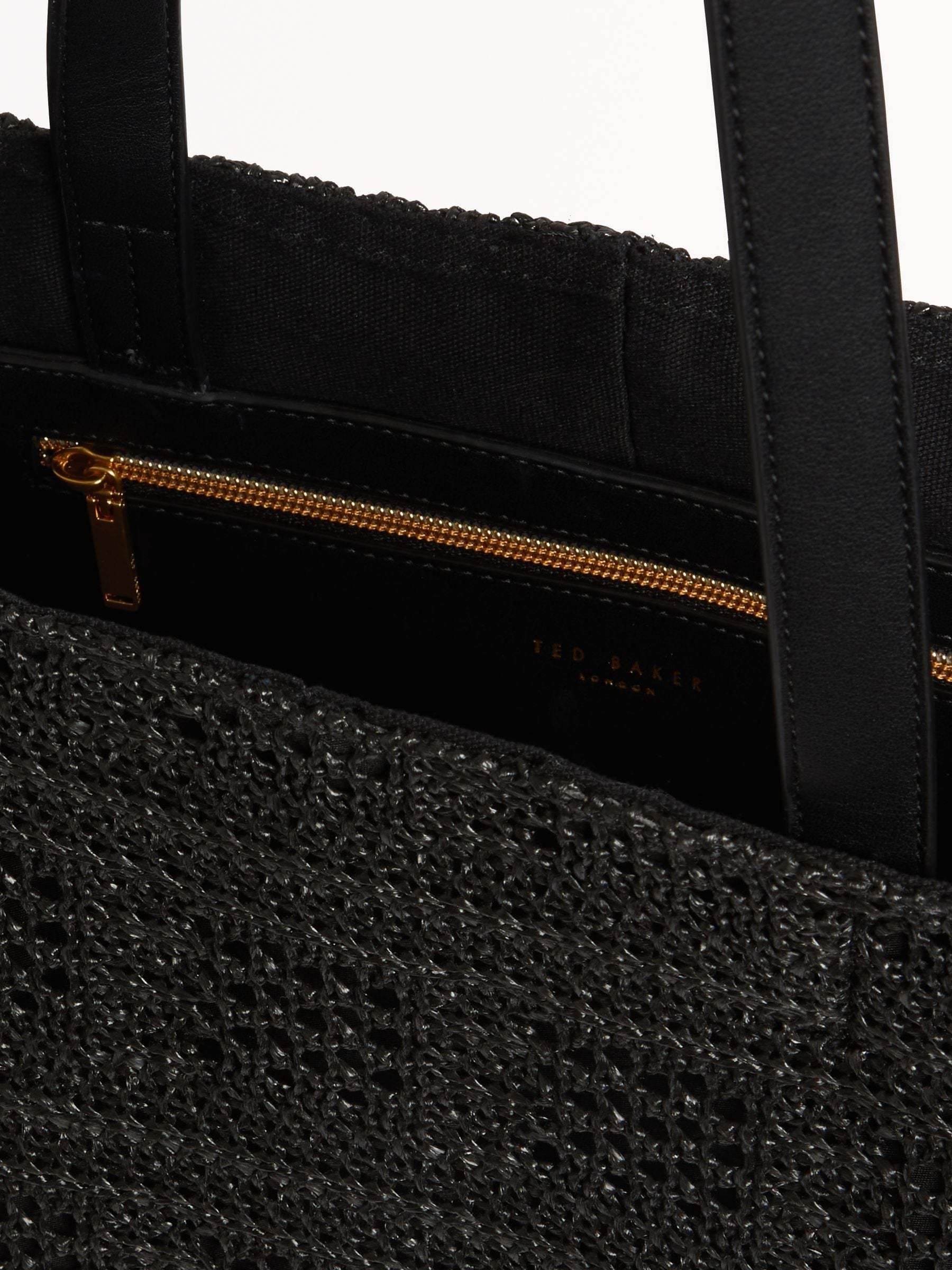 Ted Baker raffia straw collapsible puzzle bag black - British product