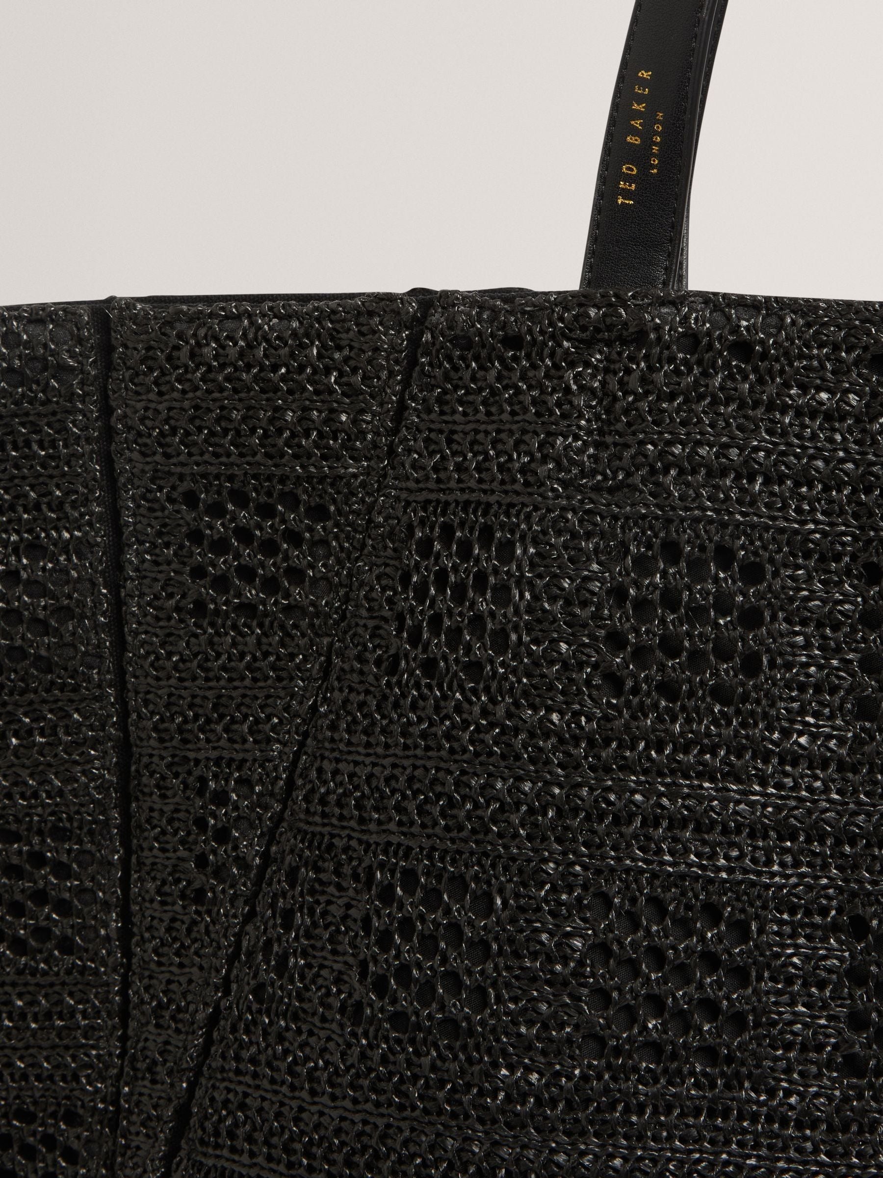 Ted Baker raffia straw collapsible puzzle bag black - British product
