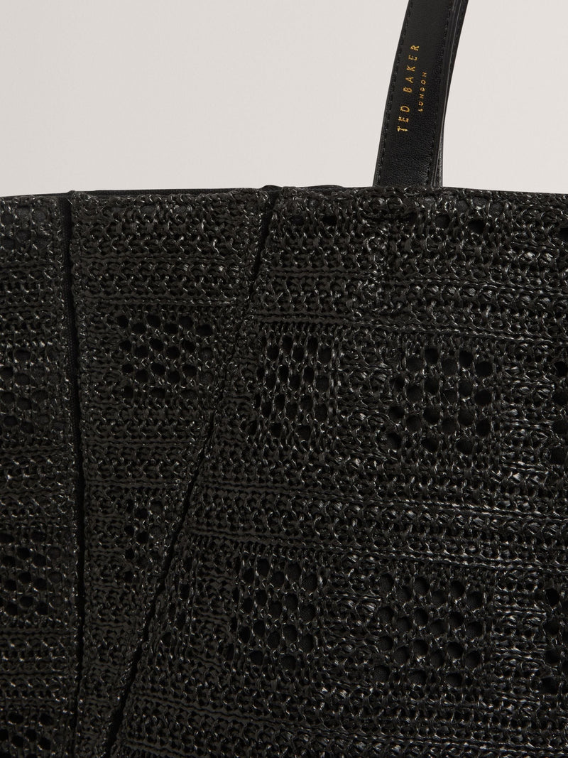 Ted Baker raffia straw collapsible puzzle bag black - British product