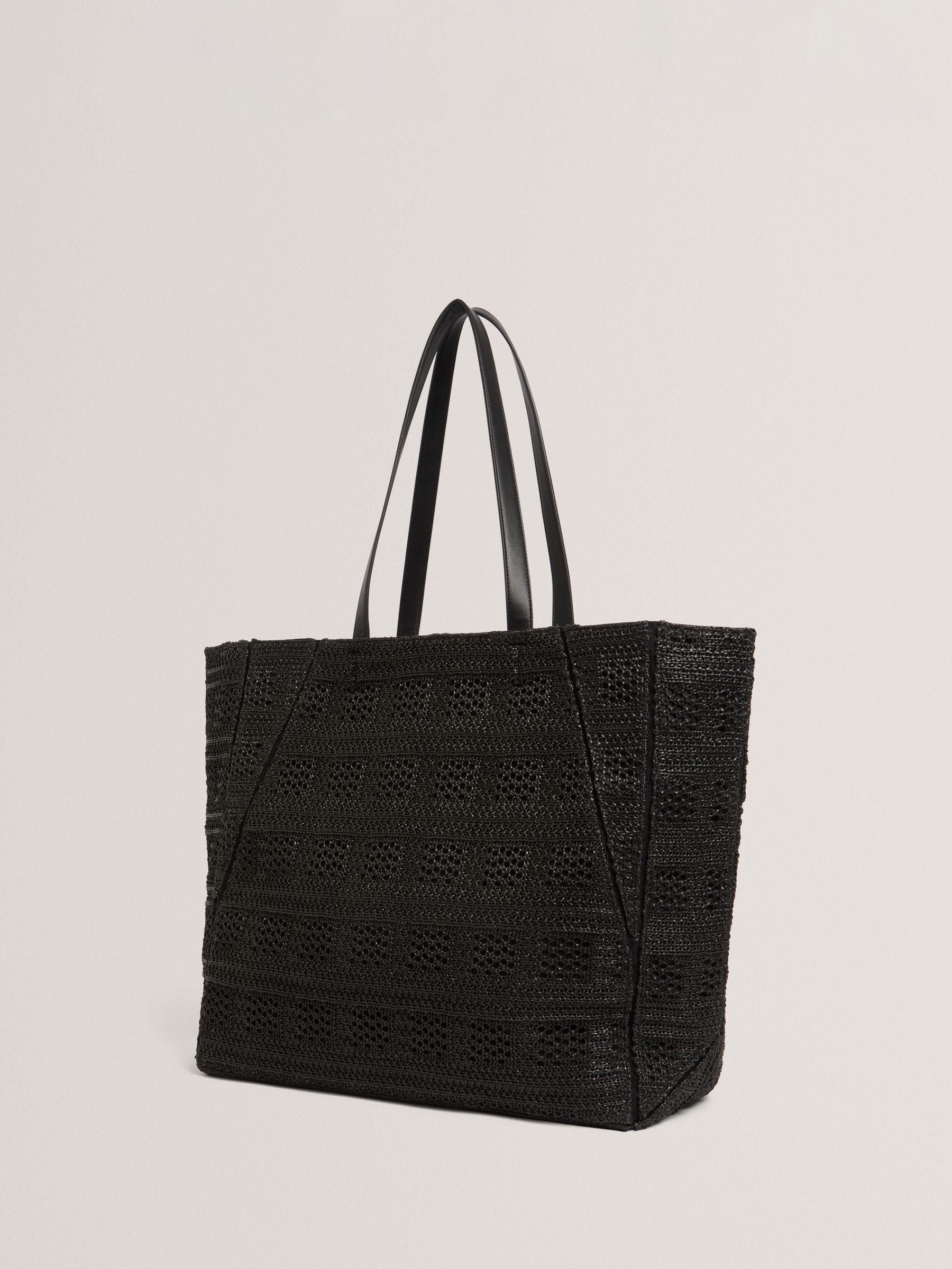 Ted Baker raffia straw collapsible puzzle bag black - British product