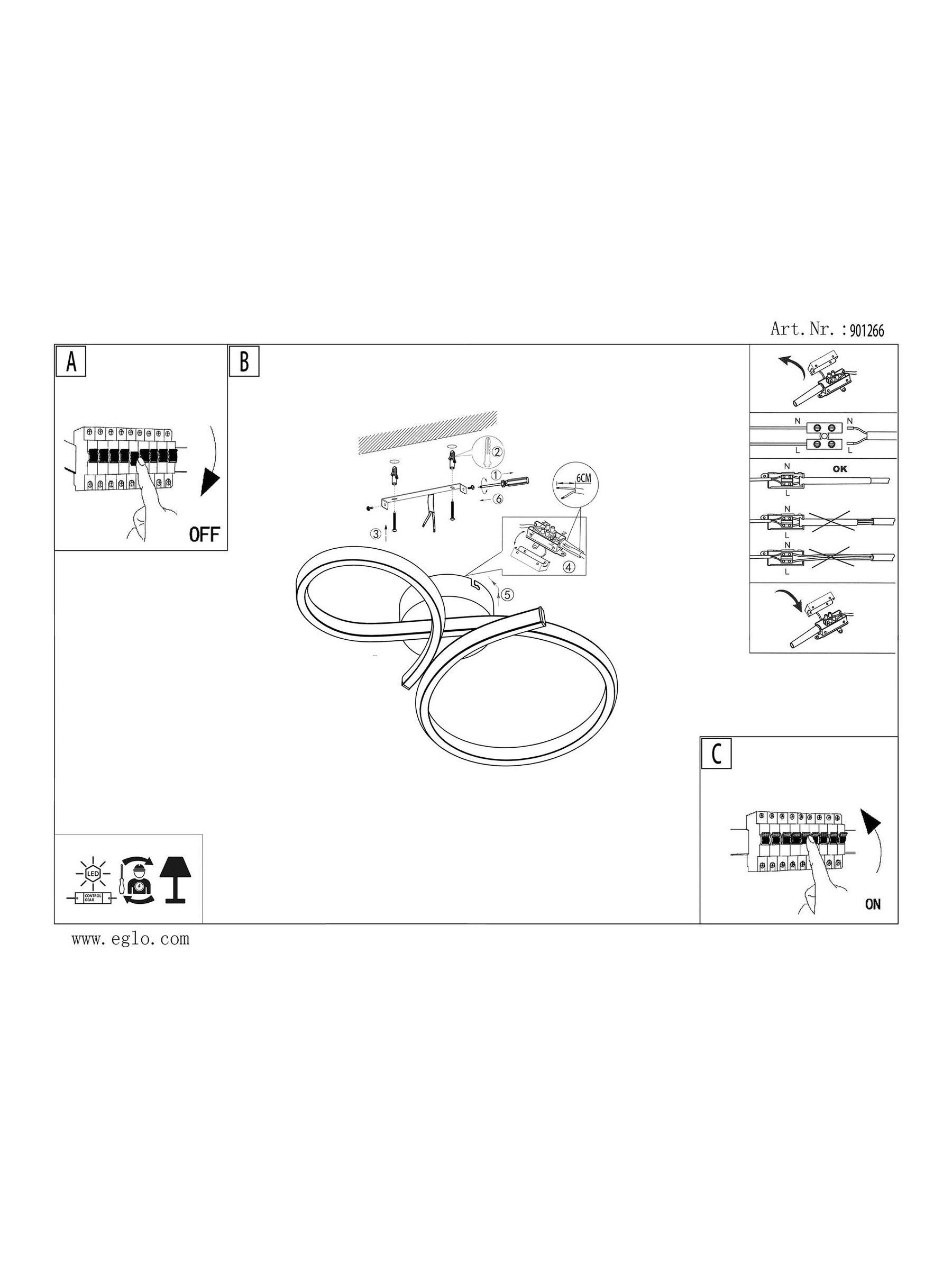 Eglo Serpins black ceiling light aluminium steel 60cm (British brand)