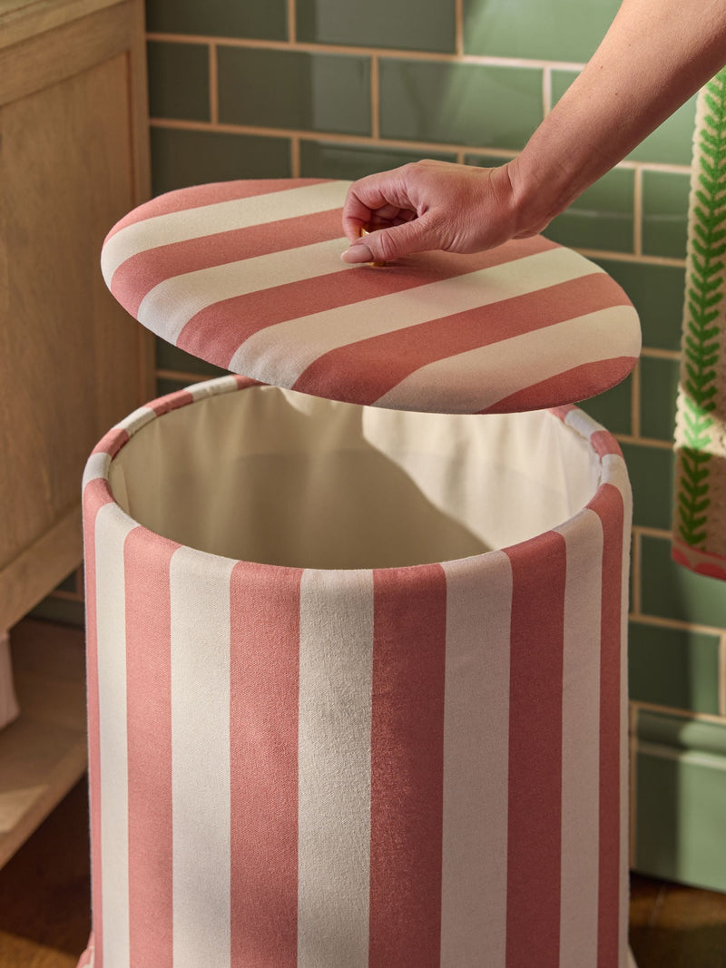 Pink stripe frill laundry bag 55cm tall, UK version