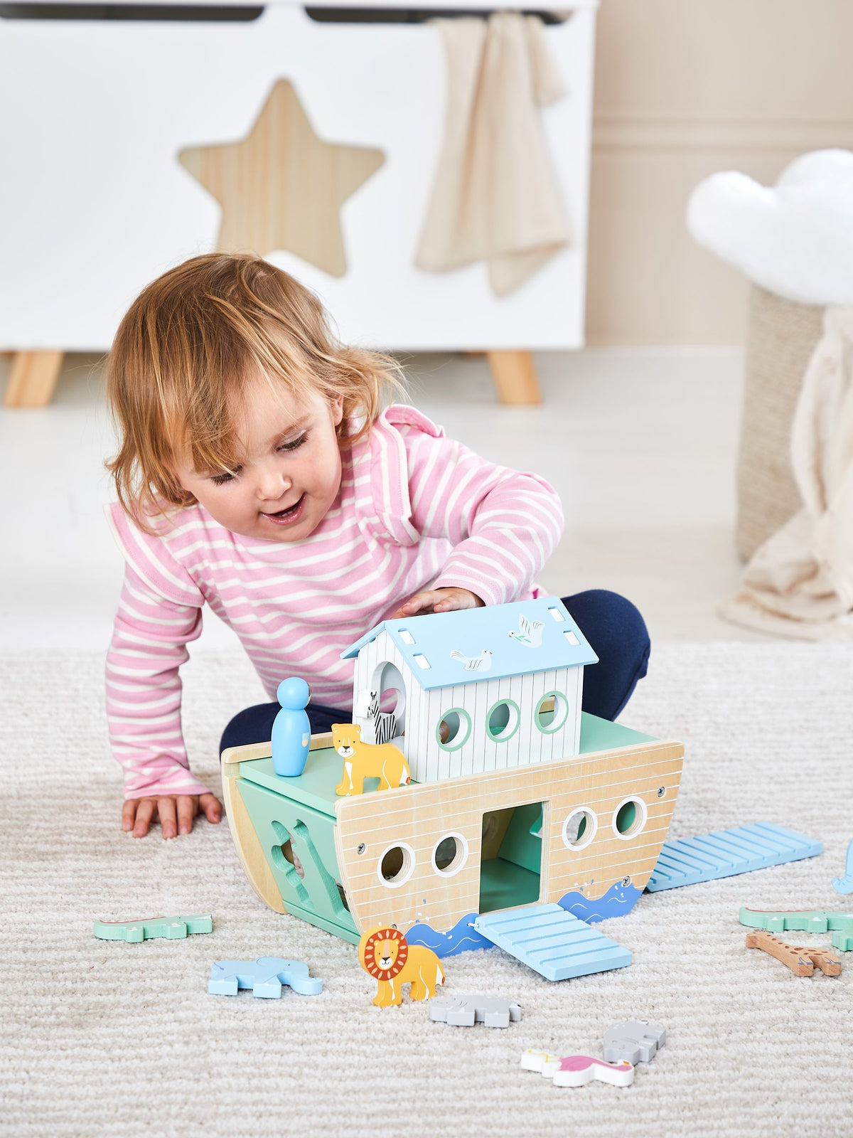 JoJo Maman Bébé Noah's Ark wooden playset, imported from the UK