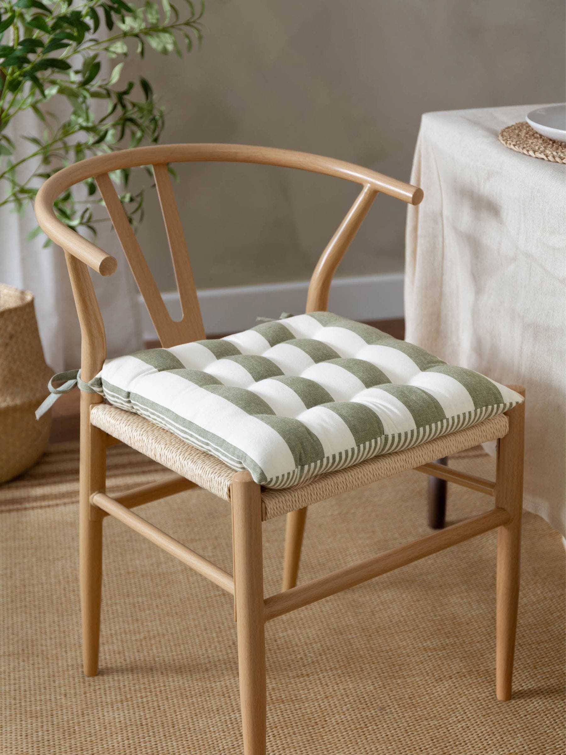 Yard Pecan Hayle Striped Cotton Seat Pads 2 Pack 40cm x 3cm