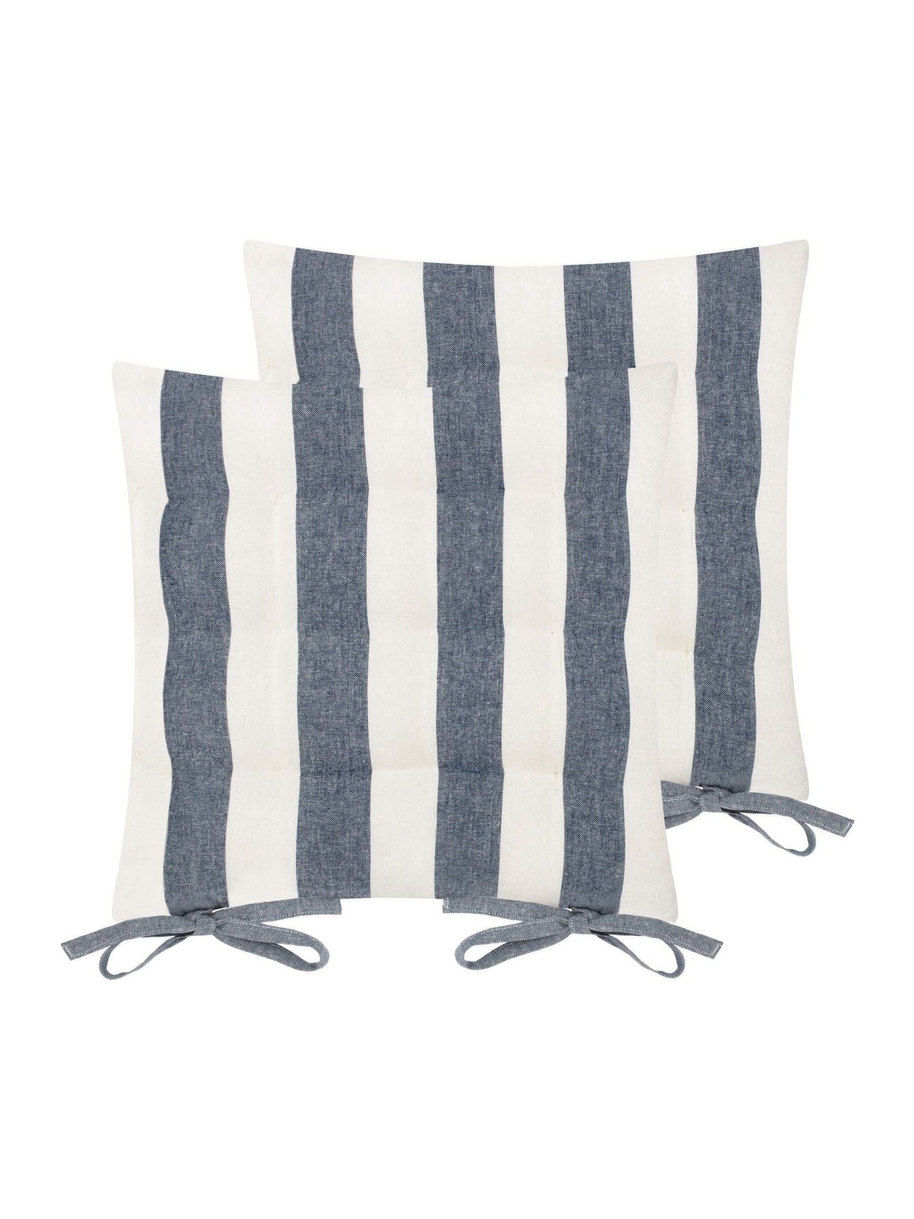 Yard Pecan Hayle Striped Cotton Seat Pads 2 Pack 40cm x 3cm (British brand)