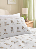 White Natural Bertie Bear reversible duvet cover and pillowcase set (British brand)