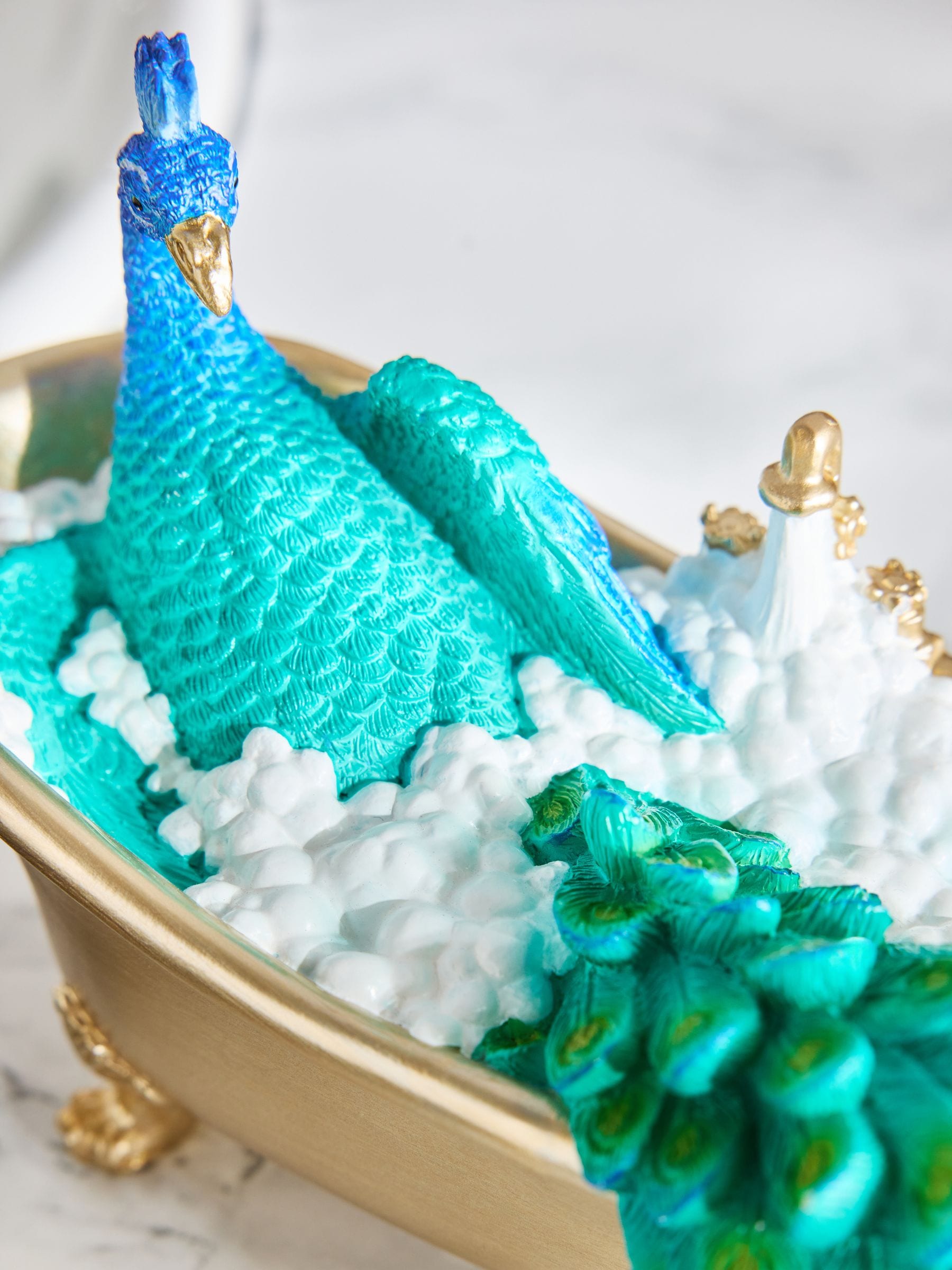 Benedict blue peacock bath ornament resin, imported from the UK