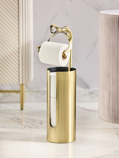 Next Gold Bow Floor Standing Toilet Roll Holder- Buy online at McGrocer