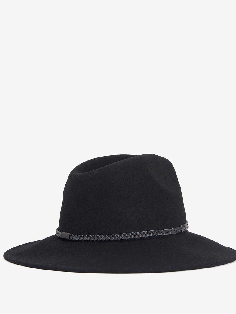 Barbour Tack fedora hat in jet black, imported from the UK