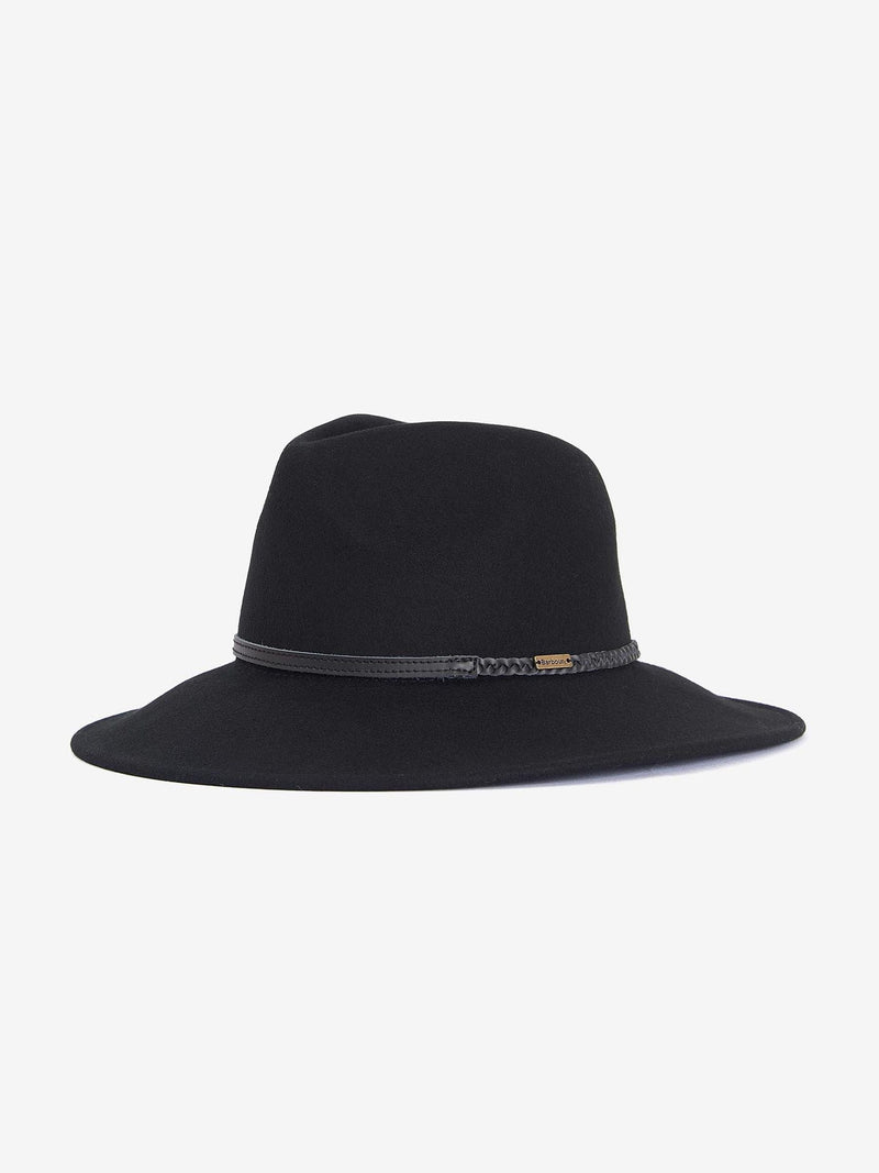 Barbour Tack fedora hat in jet black, imported from the UK