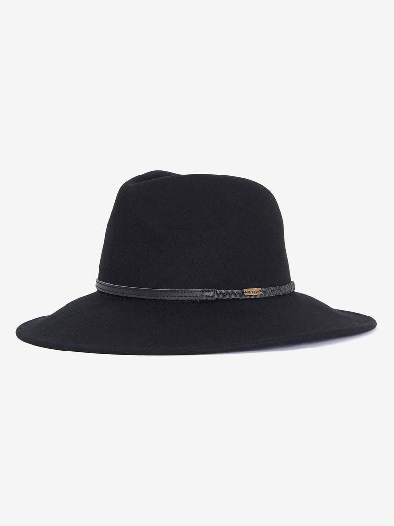 Barbour Tack fedora hat in jet black, imported from the UK