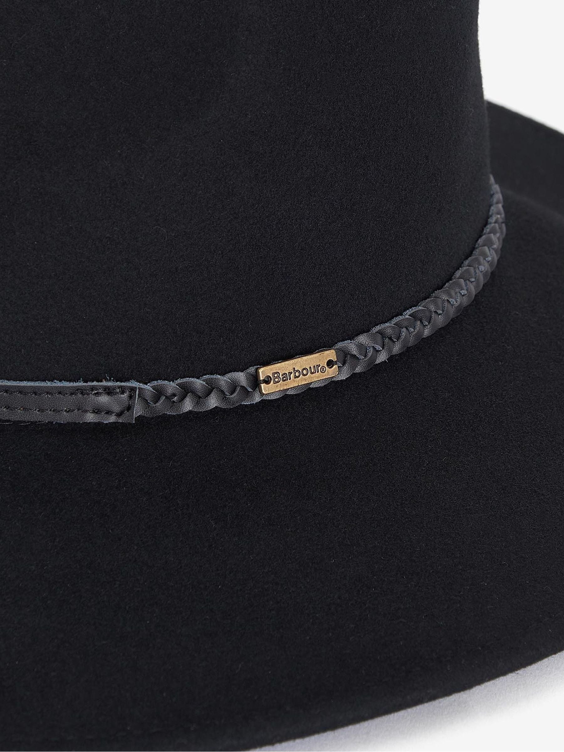 Barbour Tack fedora hat in jet black, imported from the UK