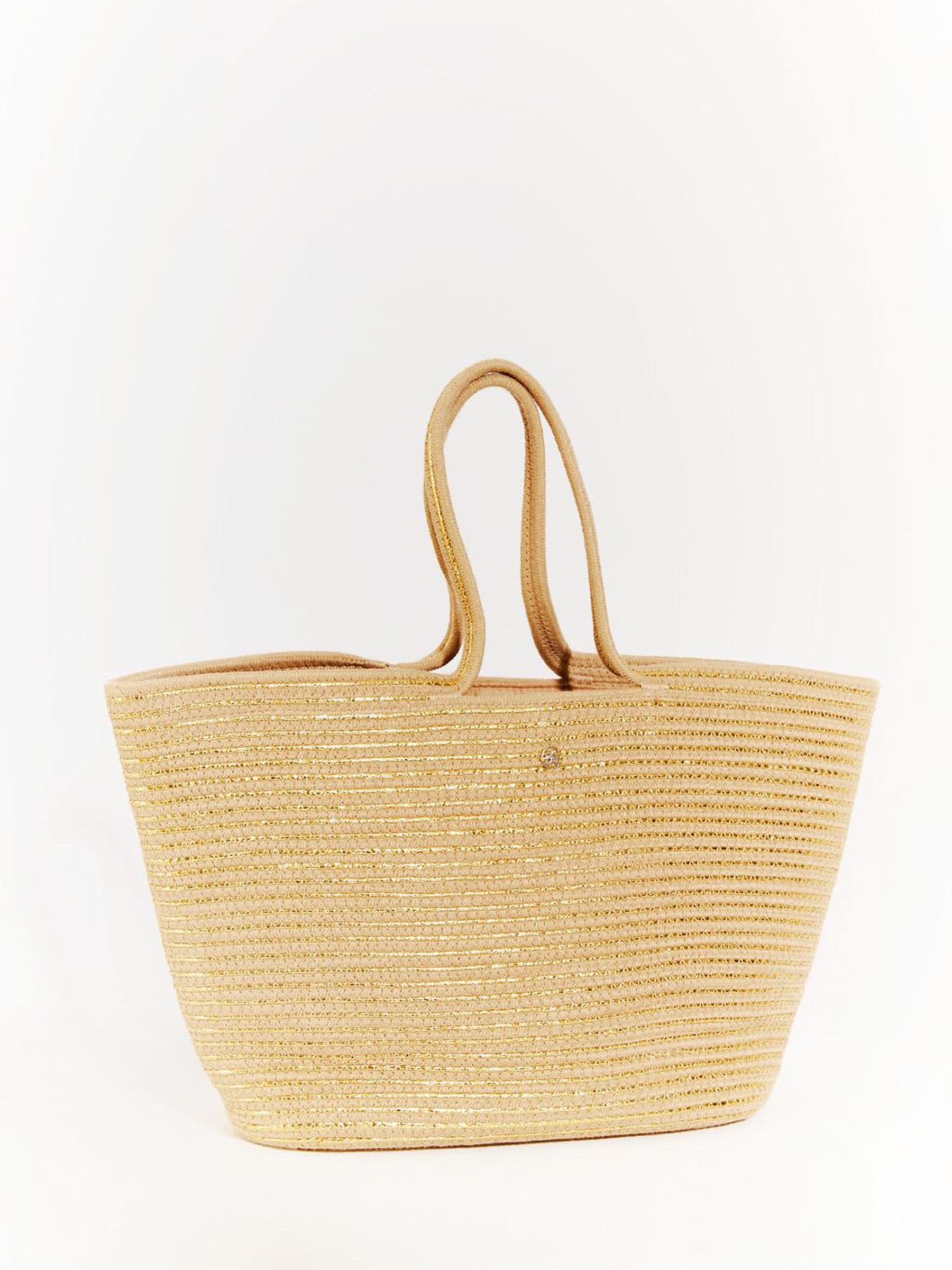 Seaspray cream Isabella metallic tote bag (British brand)
