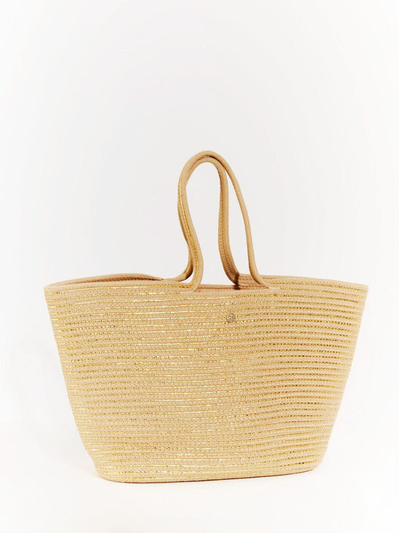 Seaspray cream Isabella metallic tote bag (British brand)