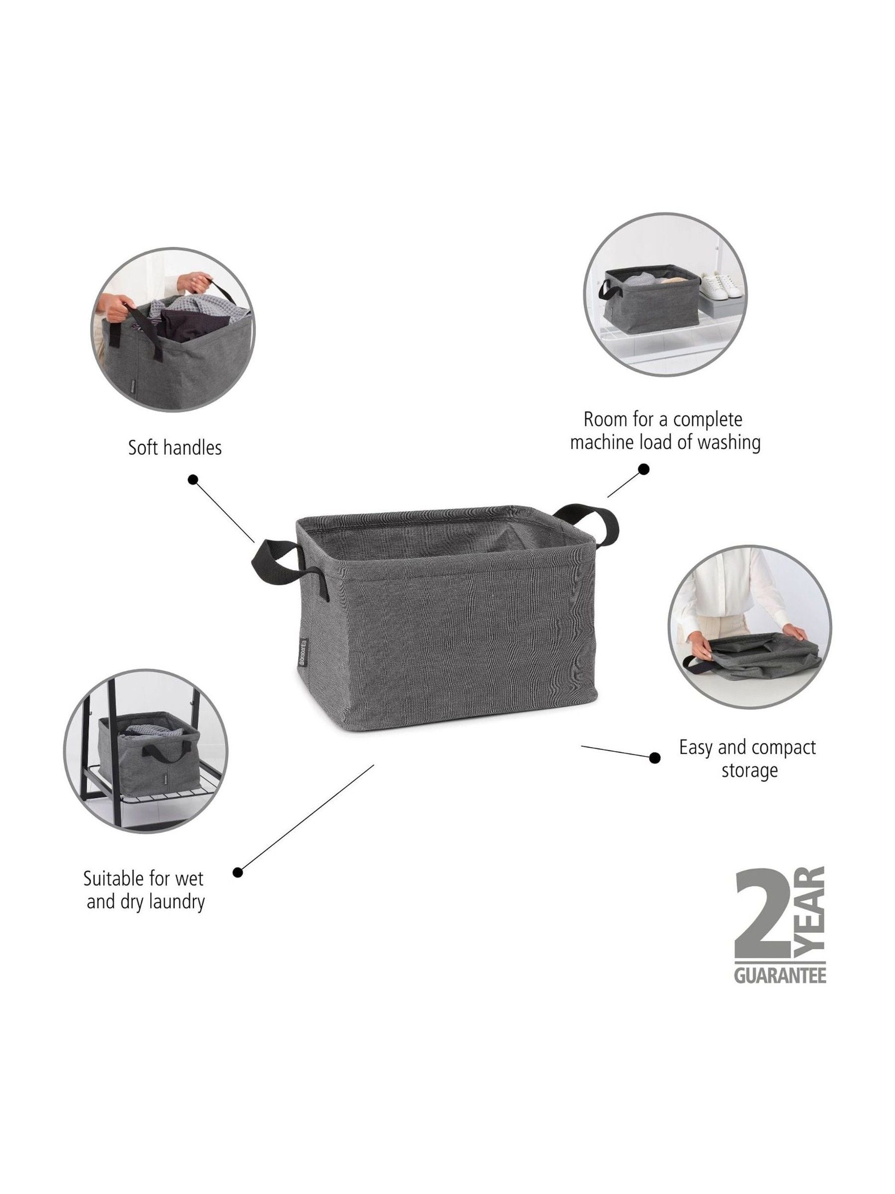 Brabantia Pepper Black foldable laundry basket, UK version