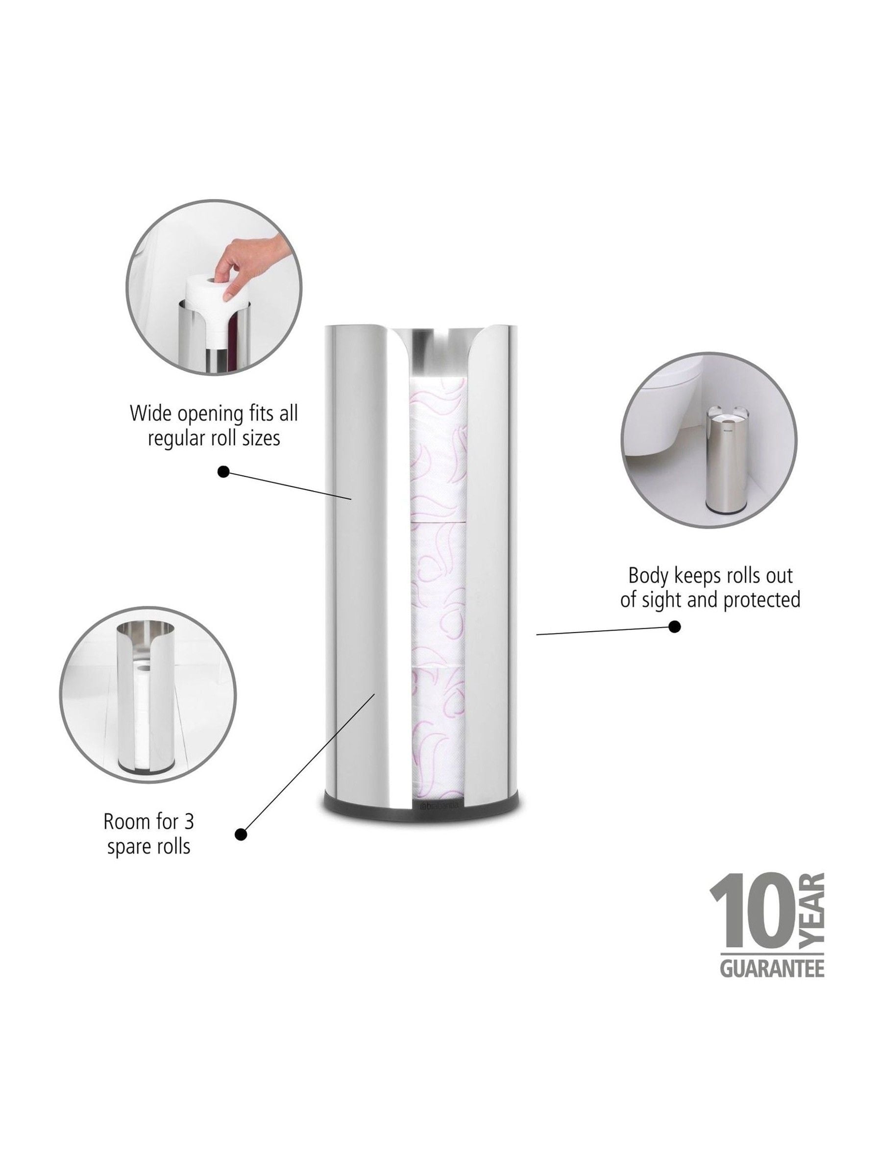 Brabantia Brilliant Steel ReNew Toilet Roll Dispenser One - British product
