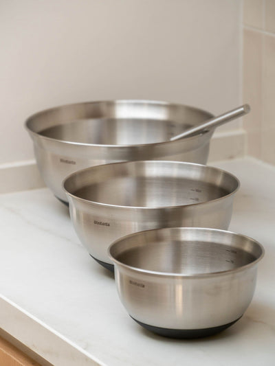 Next Brabantia Matt Steel Profile Mixing Bowl Set- Buy online at McGrocer